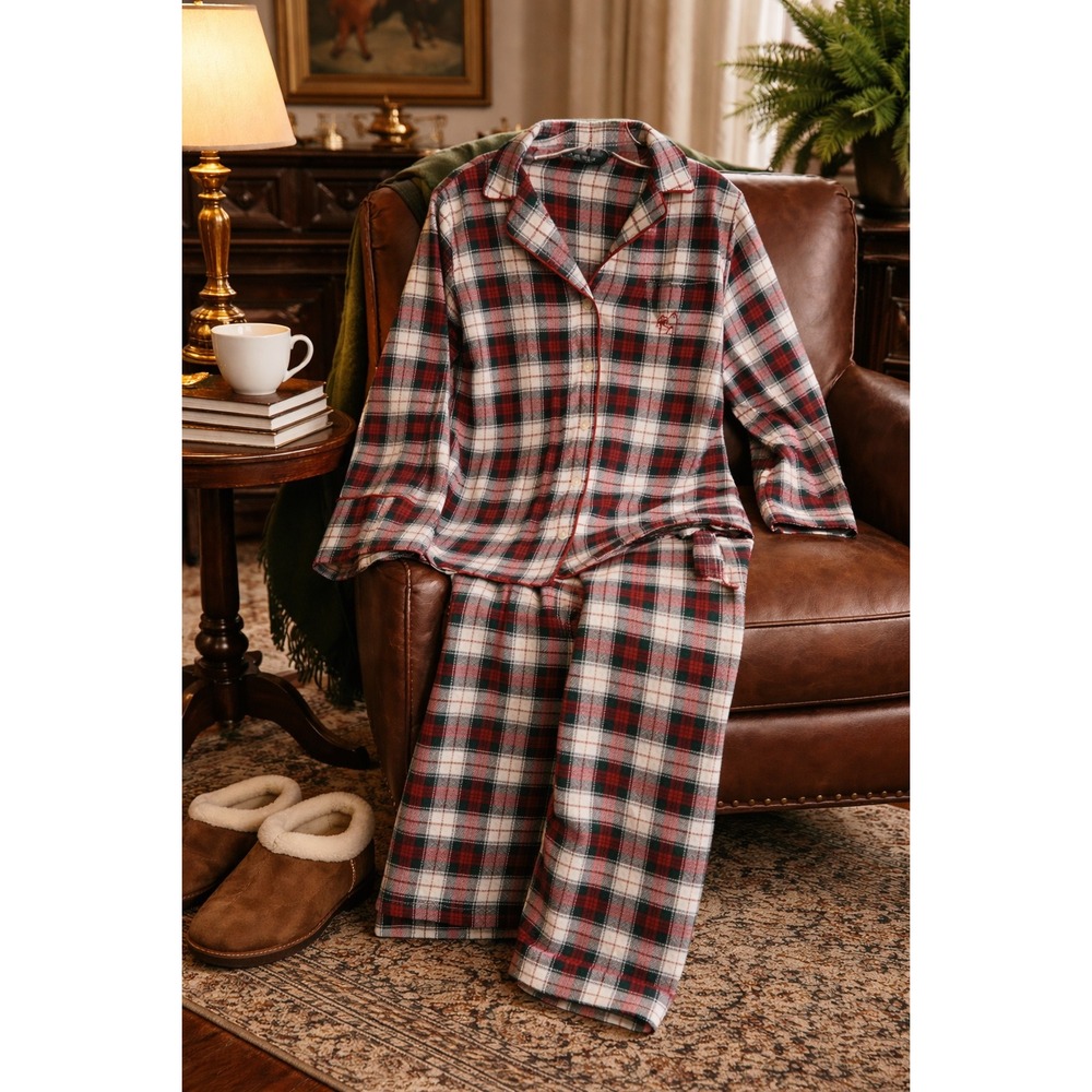 Ralph Lauren Plaid Flannel Pajama Set Button Front Classic Sleepwear‎ RLR Small